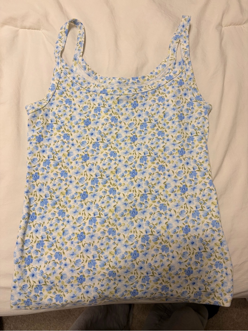 Old Navy Blue Floral Ribbed Tank